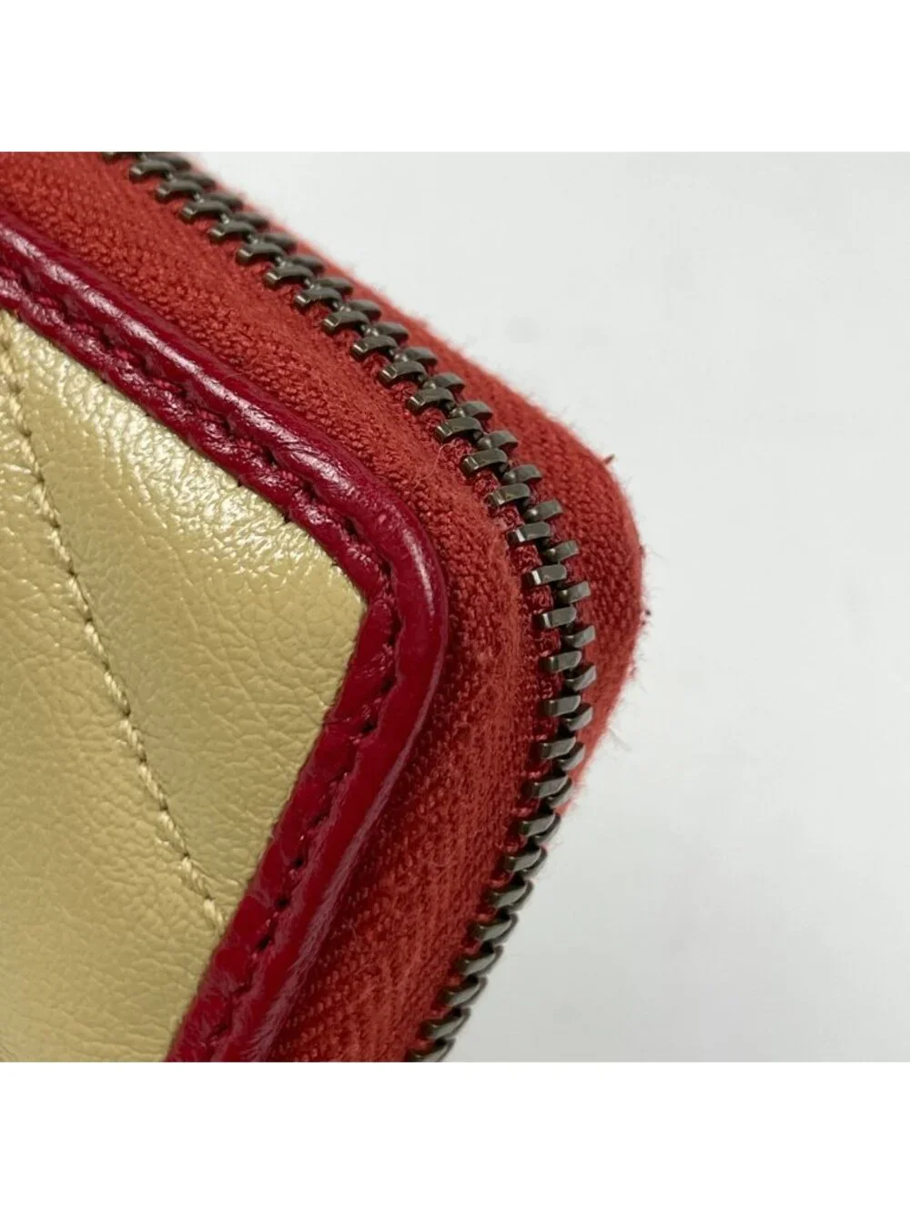 Gucci GG Marmont Zip Around Wallet Double Leather Red Multicolor